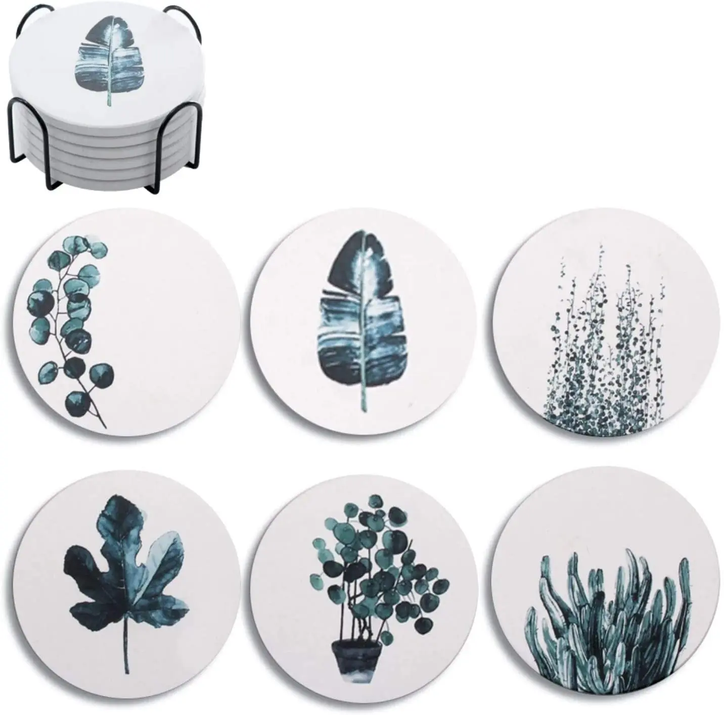 
UV printed 4 inch Ceramic Coaster Cup coaster with Back Corking 