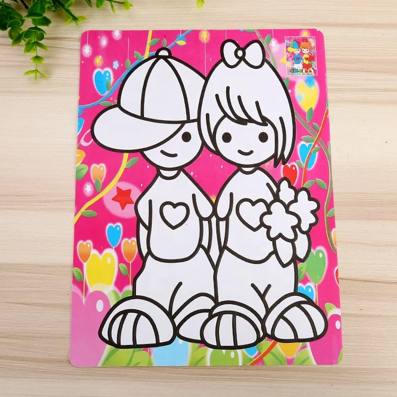 Toddler DIY Craft Art Supply Set Unisex Plastic PC Drawing Toys Includes Color Sand & Sticker for 3 Year Olds Early Education