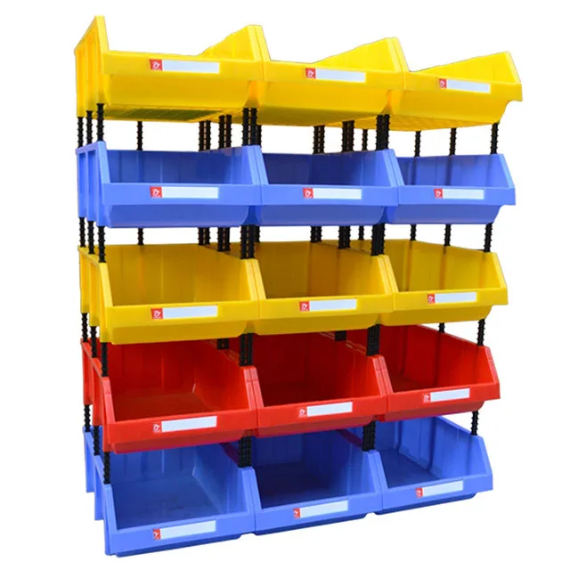 Warehouse storage bin plastic stackable bins parts box for supermarket