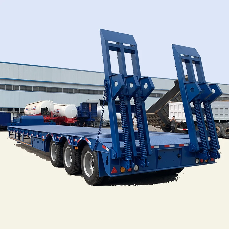 China 3 Axle 60 Tons Lowbed Lowboy Used Hydraulic Low Bed Trailer For Sale