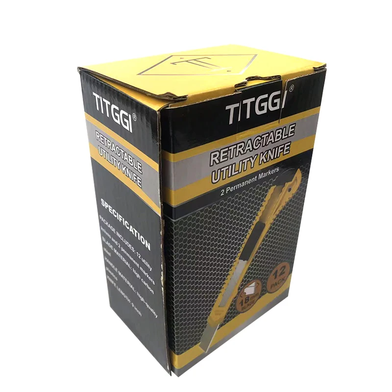 Hot Sale Eco Friendly Custom Logo Corrugated Paper Boxes Black Cardboard Cutter Knife Gift Box