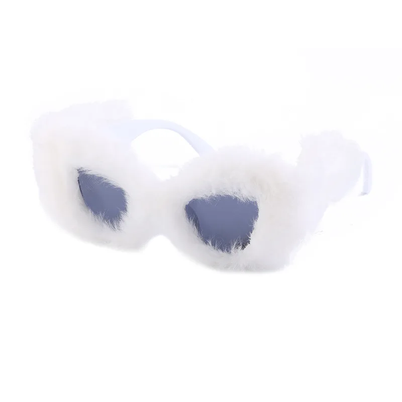2023 New year party festival fashionable novelty cateye hairy funny sunglasses young girls occhiali da sole for fun fur glasses