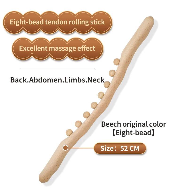 Carbonized Scraping Massage 8 Beads Beech Rolling Stick GUA SHA Slimming Fatigue Removing Massage Tool Whole body Universal