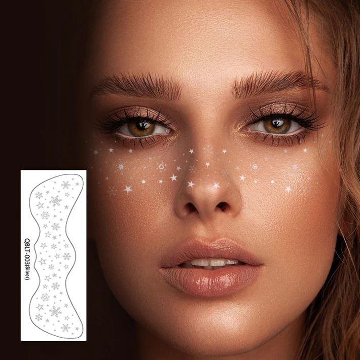 Customizable Temporary Body Fashionable Paper glitter freckles face tattoo Disposable Temporary Tattoos Inspired henna Model