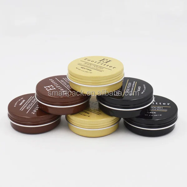 Custom printing 60ml aluminum jar 20z metal shoe polish balm wax pomade cosmetic