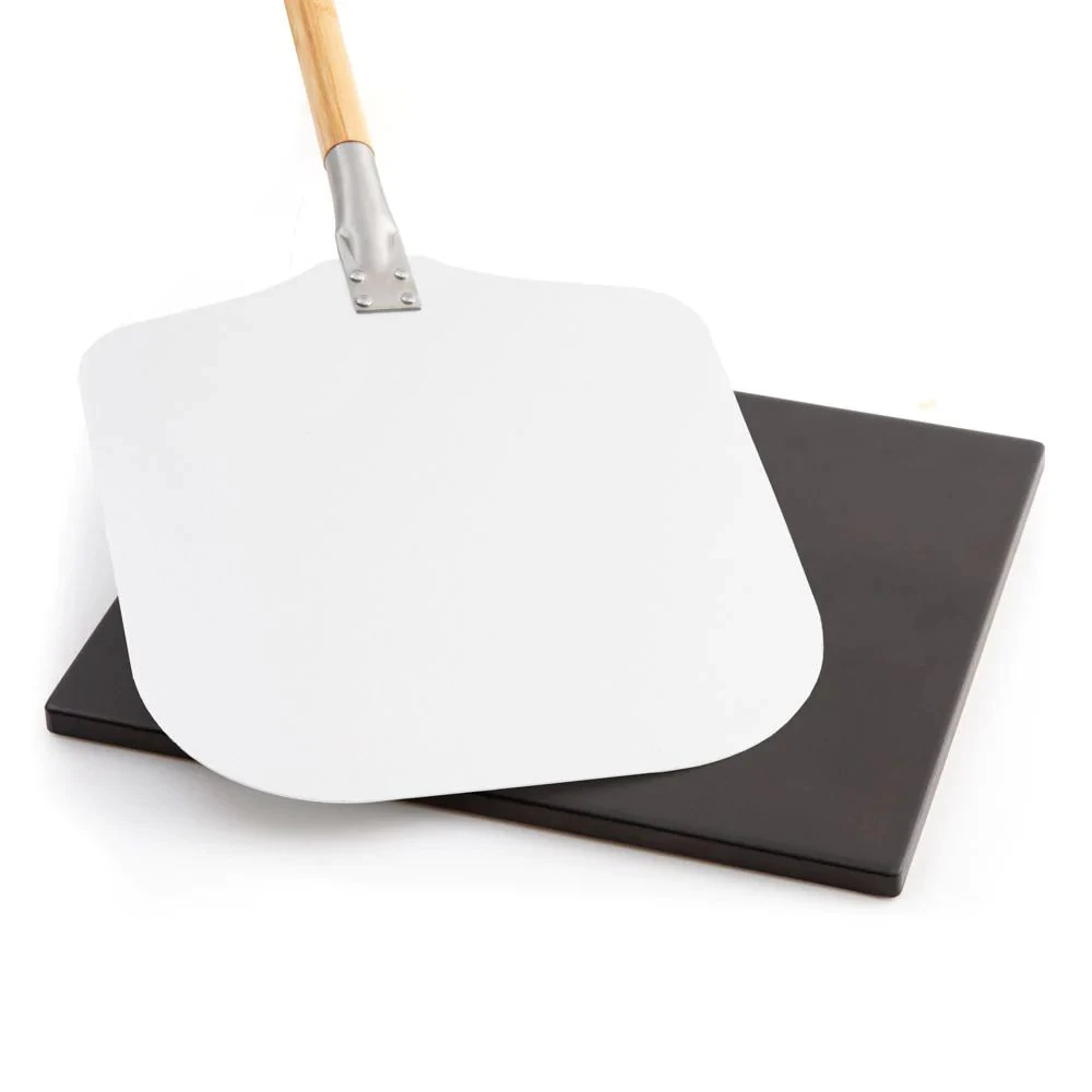Black Rectangular Slate Pizza Suit With Reusable Aluminum Shovel Including Stones Tools