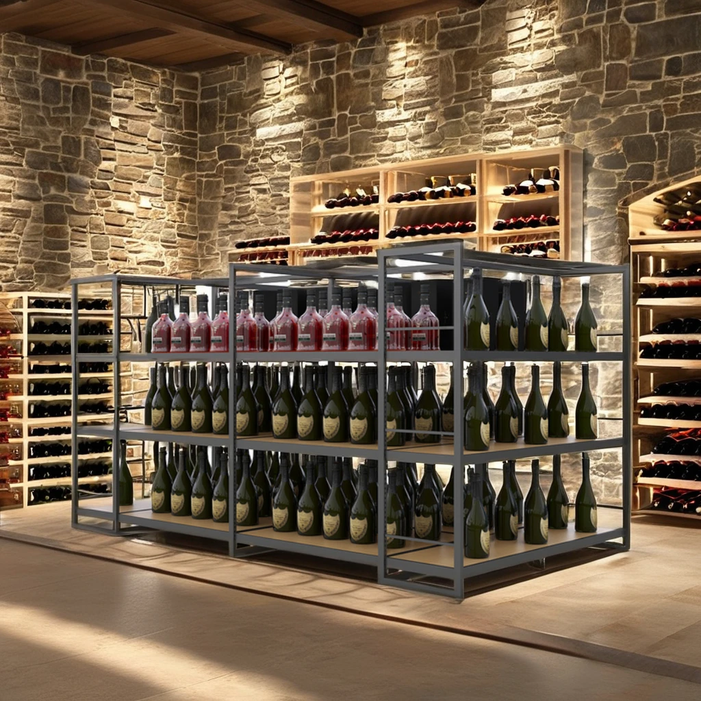 American style retail wine fixtures factory stand cellar shelving gondola convenience store supermarket shelves