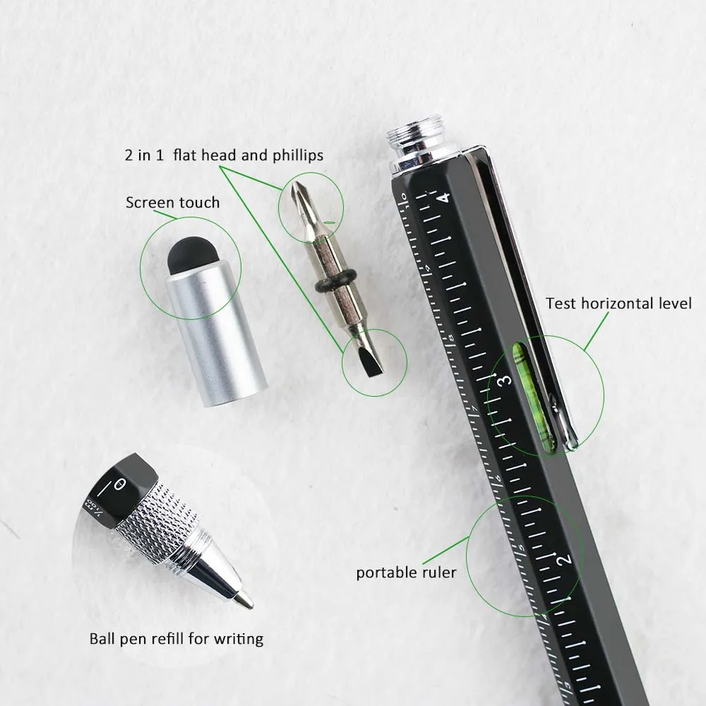 GemFully hot selling products 2023 multifuncinal pen tools 6 in 1 multitool pen multi purpose pen with tool