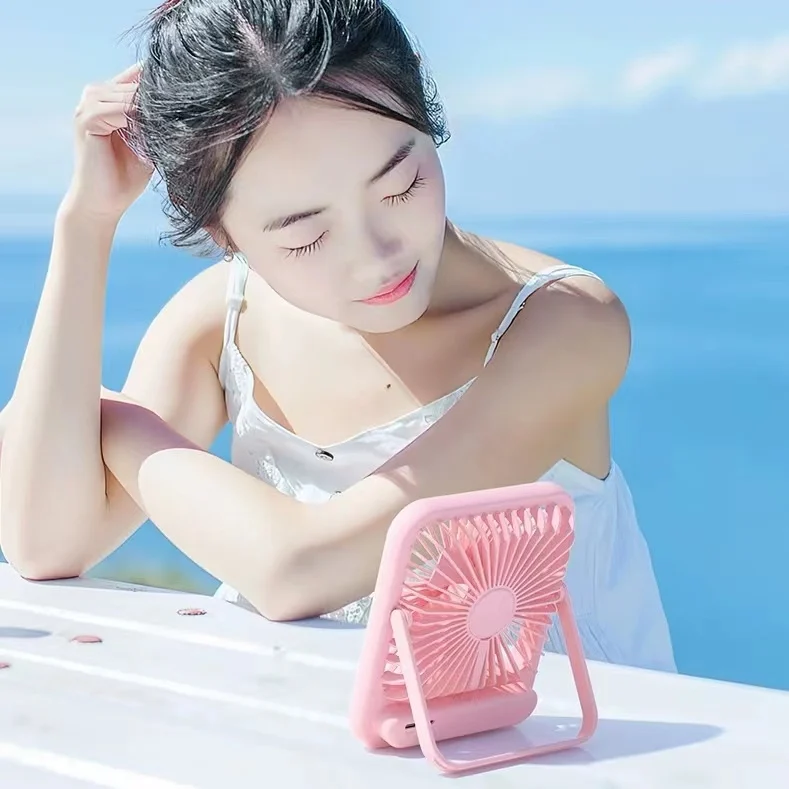 Portable Mini Cooling Fan Rechargeable Strong Wind USB-Powered Office Outdoor Hotel Use Foldable Household Garage