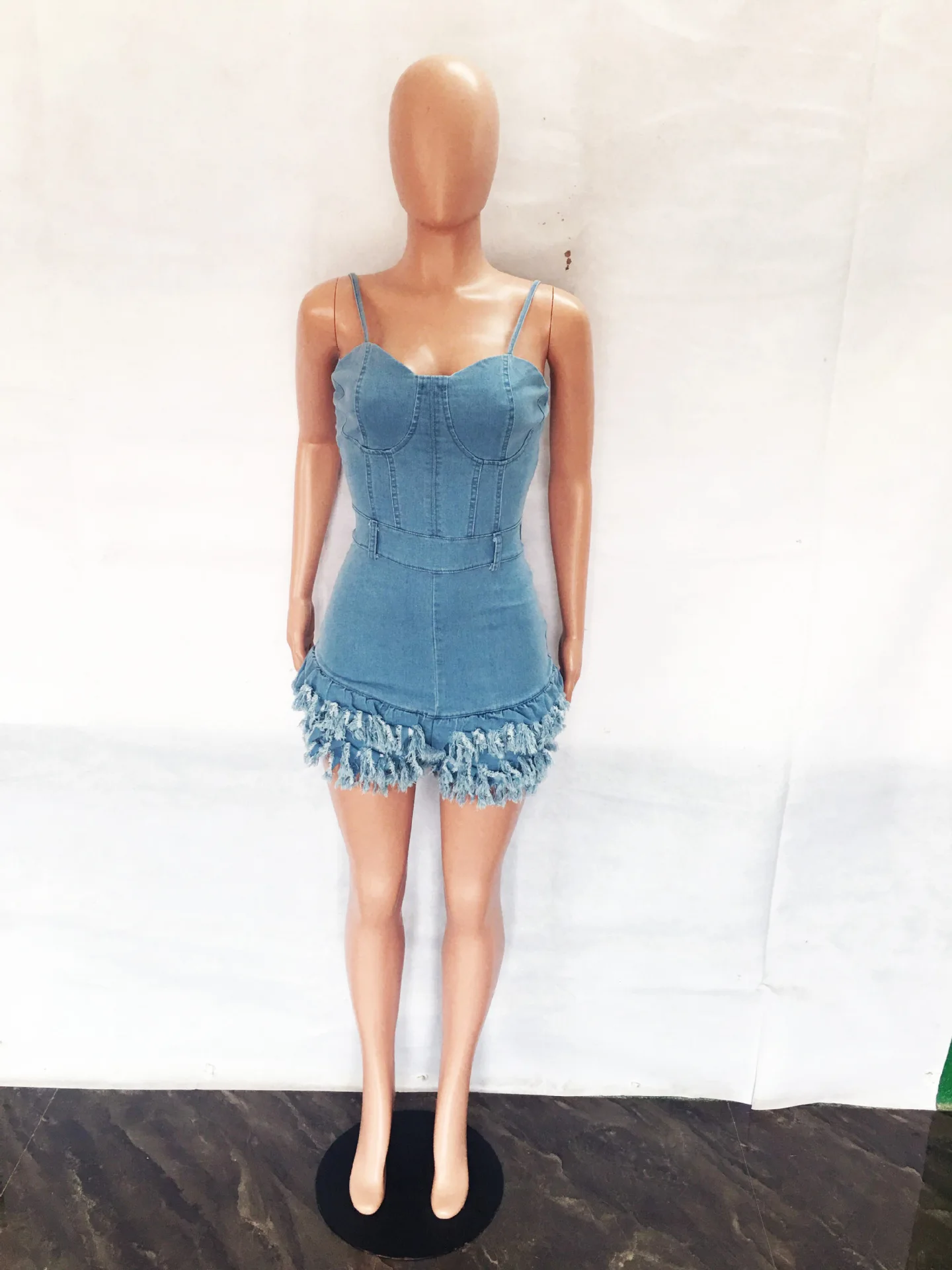 3543 Spring And Autumn Denim Shorts Jumpsuit Sexy Tight One Piece Bodysuit Ladies Casual Jumpsuits For Women Sexy
