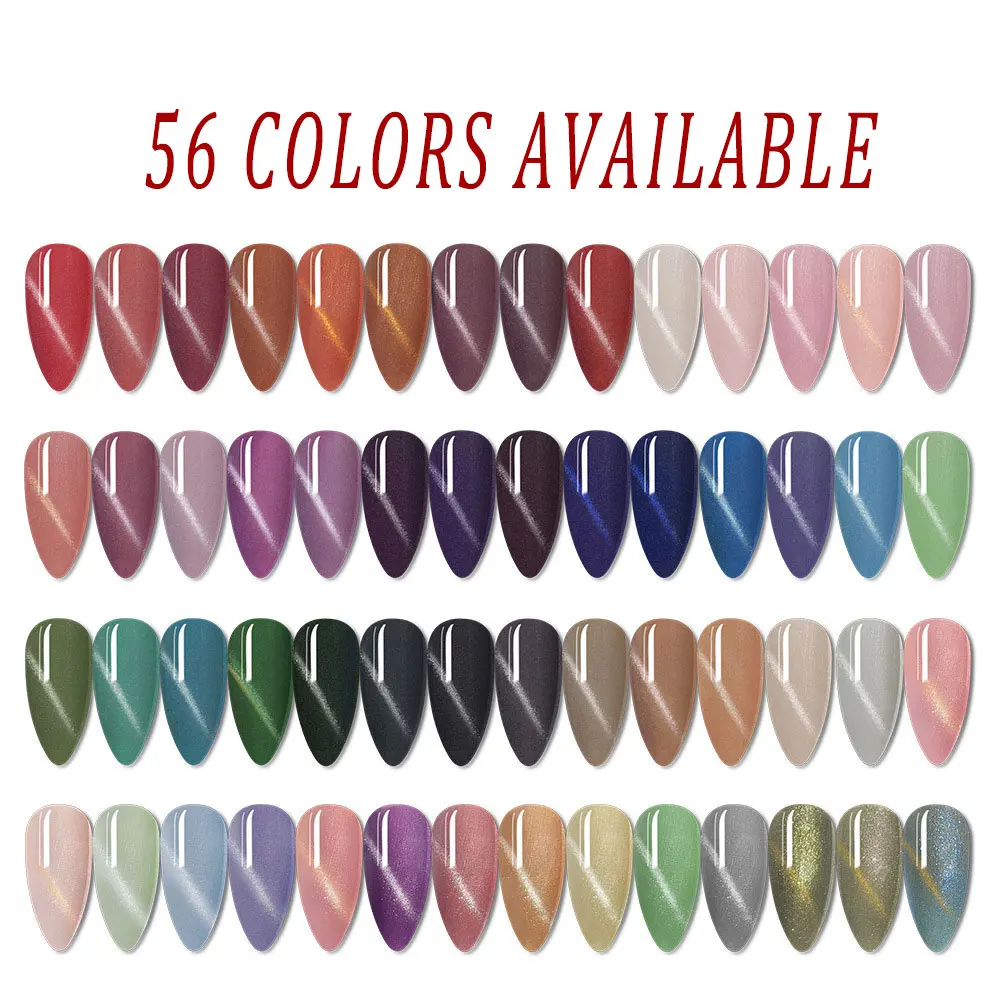RubioAroma Custom Logo Private Label Uv Led Nail Art Soak Off 56 Color Starry Magic Resin Organic Magnetic Cat Eye Gel Polish