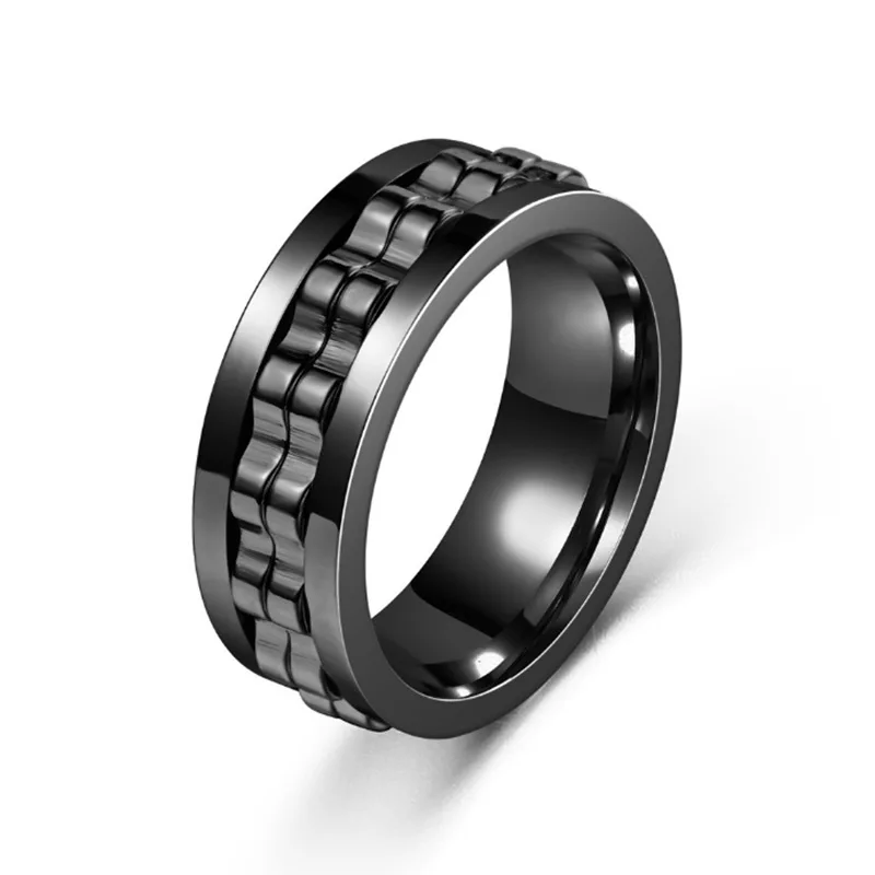 Decompression Vintage Stainless Steel Ring Waterproof Anti Anxiety Ring Gear Turning Finger Ring for Men