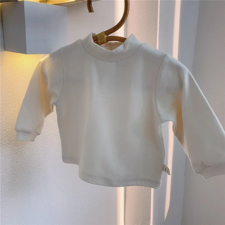 
Winter new baby velvet heating underwear thickened warm long sleeve solid color bottoming shirt 