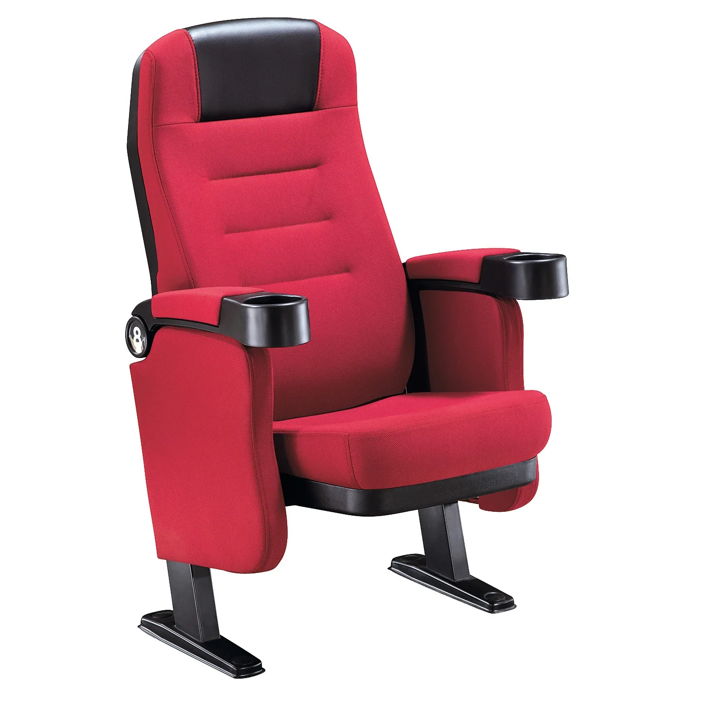 Customized cheap cinema chairs auditorium chairs with PP cup holder in fabric and PU for theater school church furniture