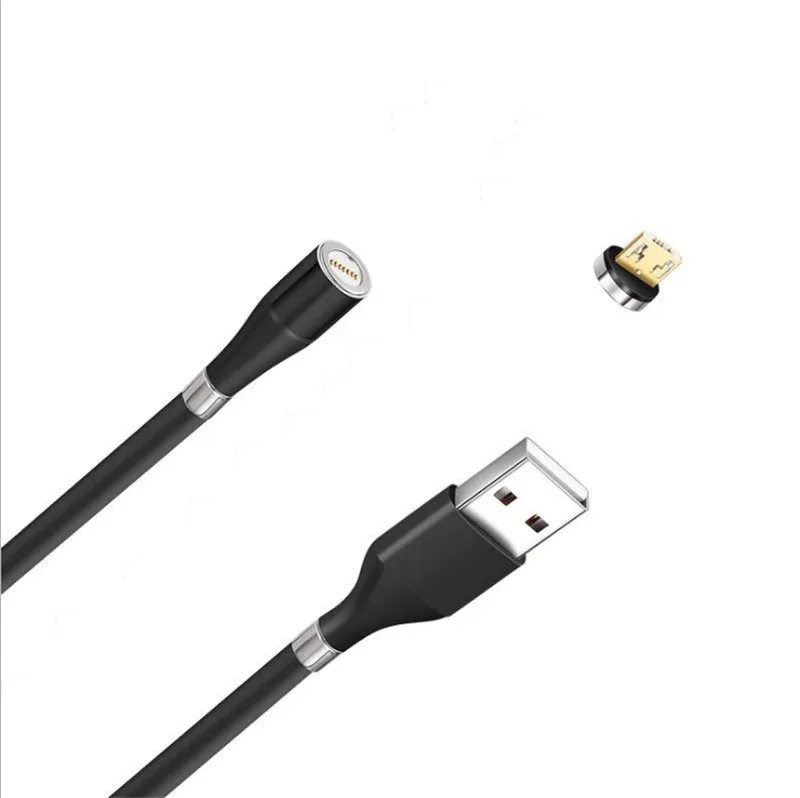 
360 Rotation Data Transfer 5A Quick Fast Magnetic Charging Cable For Micro USB Phone Magnet Charger Wire 