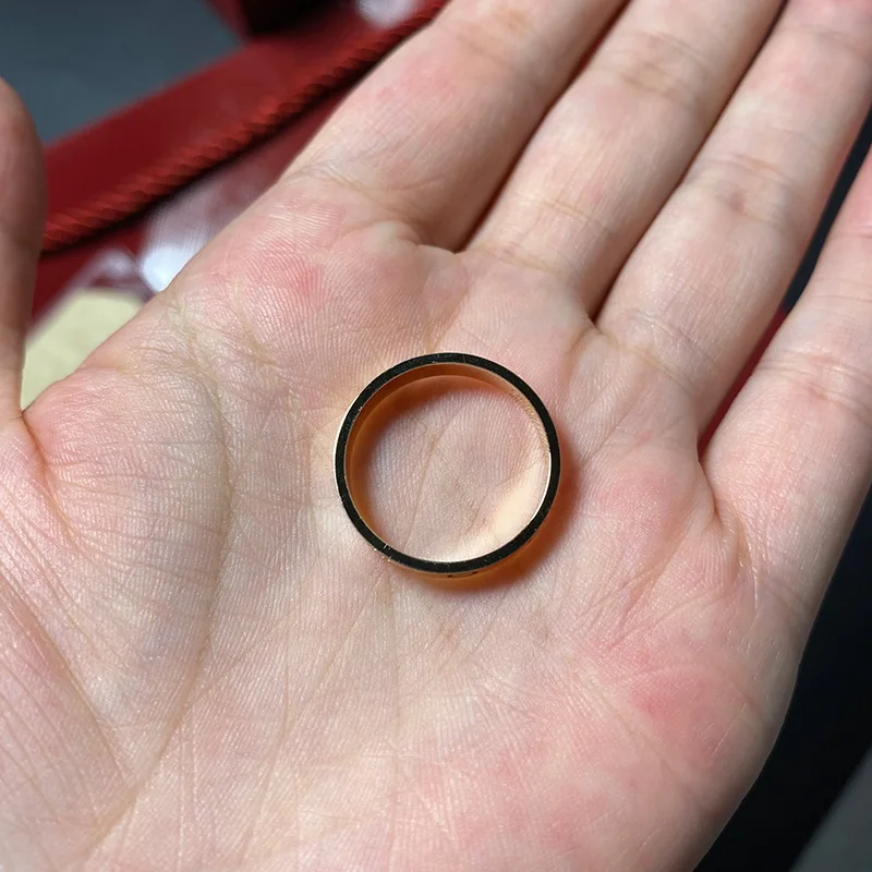 CGR051 2.6mm Width 18K Pure Gold LOVE Band Full Natural Diamond Ring Luxury Designer Brand Jewelry Au750 Gold Ring For Men Women