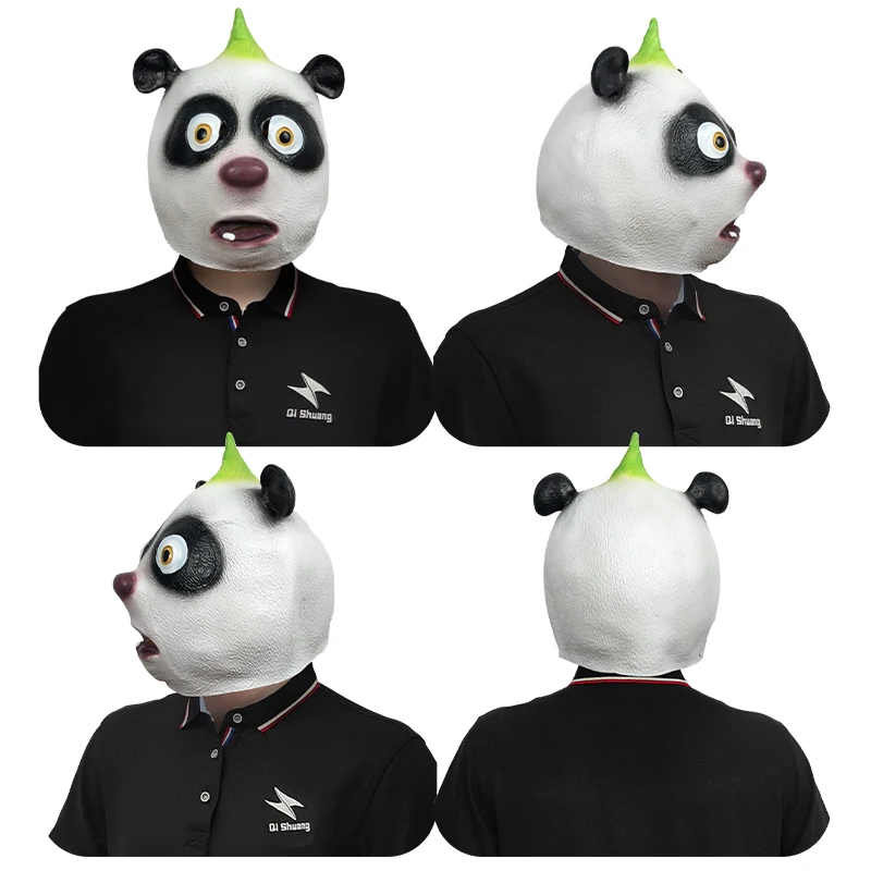 Customized Realistic Chinese National Treasure Panda Halloween Latex Animal Mask Cosplay Party Performance Props