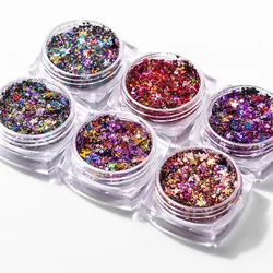 6 Colors Mix Size Nail Art Gel Sequins Jelly Glitter