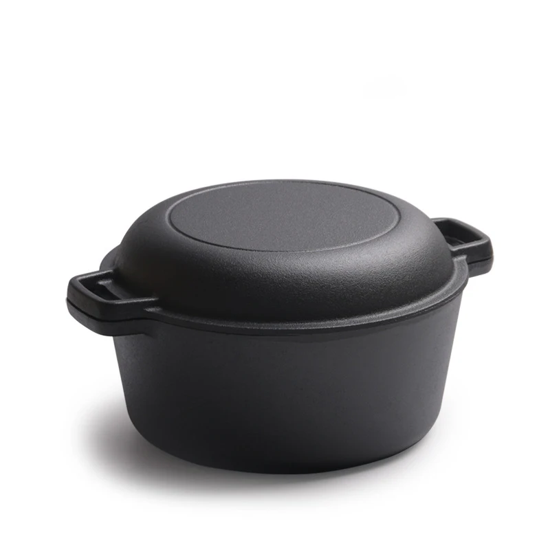 Custom cast iron casserole skillet 2-in-1 Safe outdoor kitchen pan with pre-seasoned cast iron Dutch pan oven