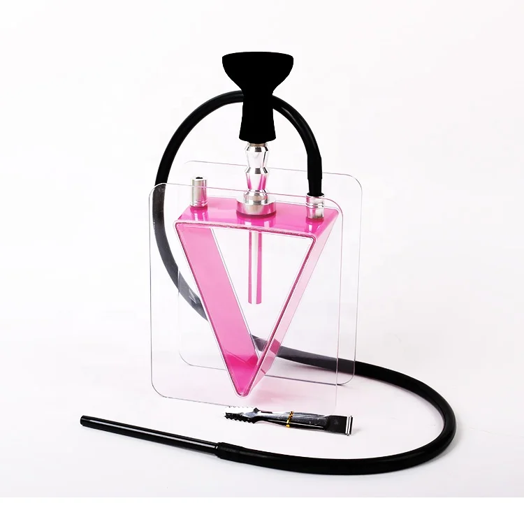 wholesale acrylic triangle shape hookah transparent plastic portable shisha