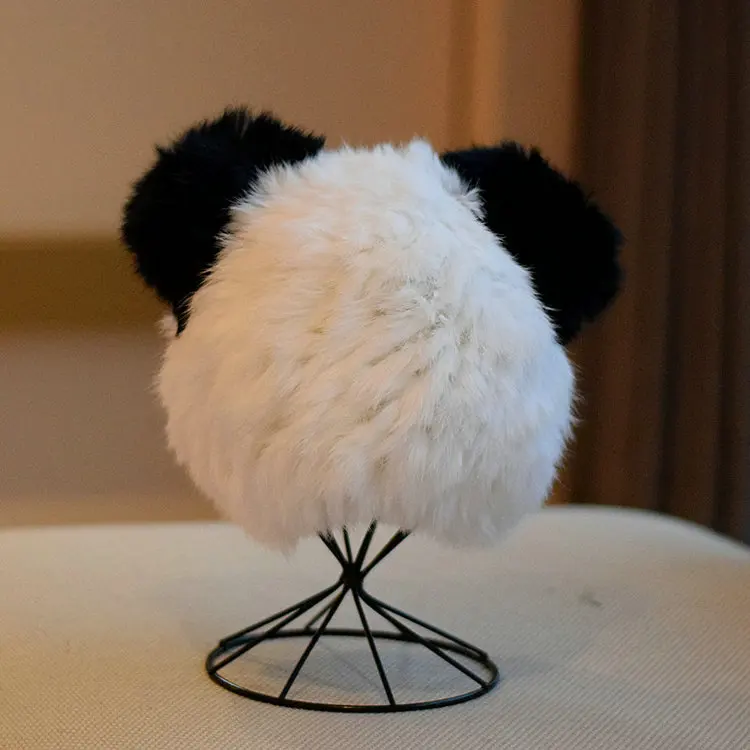 New arrival custom Woman Winter Real Rabbit Fur Beanie Hats animal Cat ears warm winter cap for girls