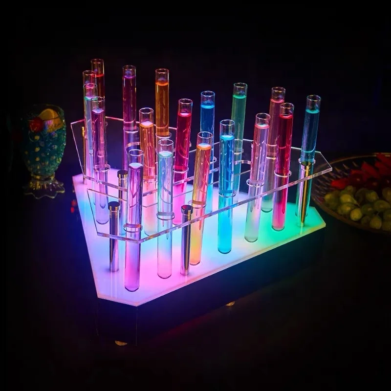 Hot Rechargeable built-in battery Acrylic Shot Glass led serving tray for shot glasses