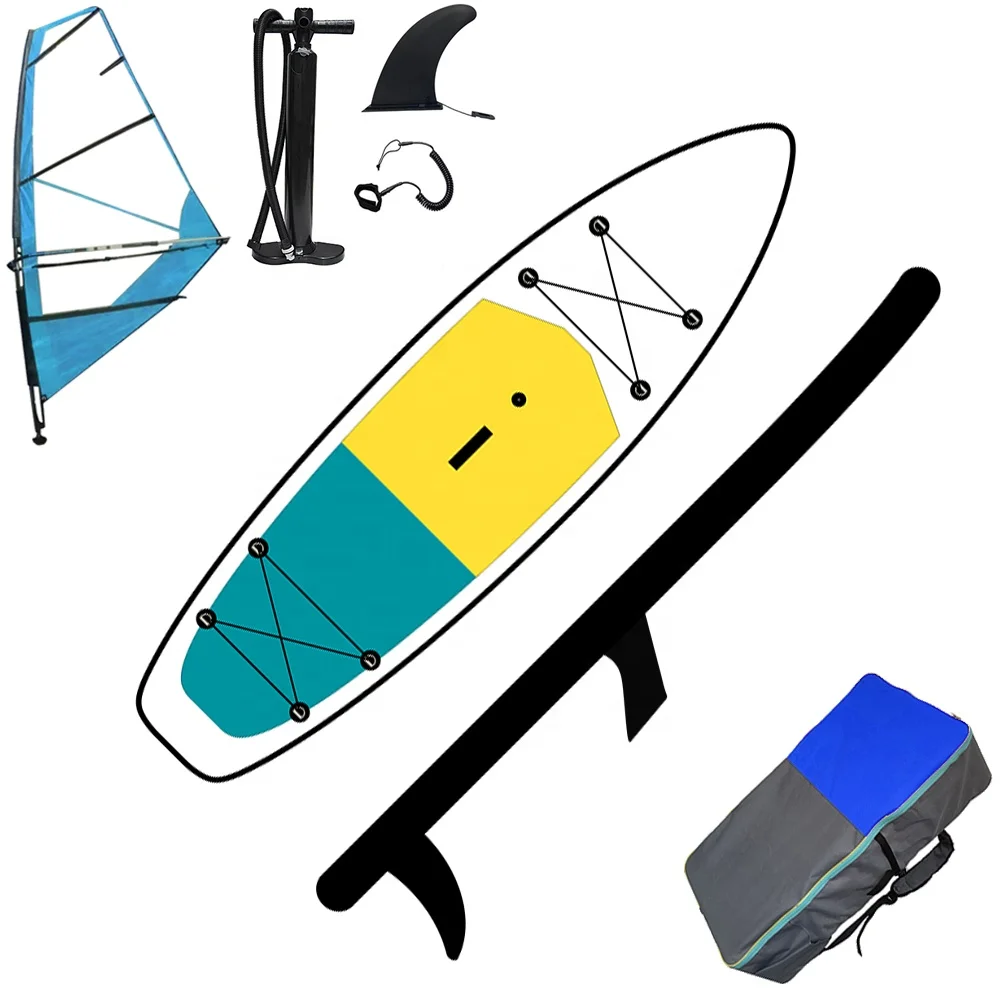BSCI / EN New Arrival Fiberglass Manufacturer wholesale Big Surfboard Inflatable Windsurfer Stand Up Paddle Board With Sail isup