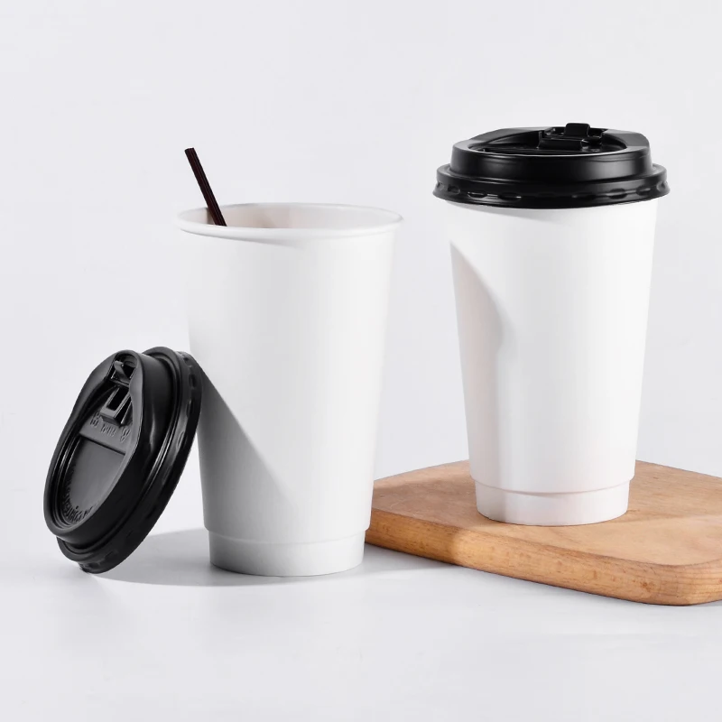 double wall 420ml white paper cup biodegradable Custom Printing Logo 8 12 16 22oz Disposable  Hot cold drink coffee paper cup