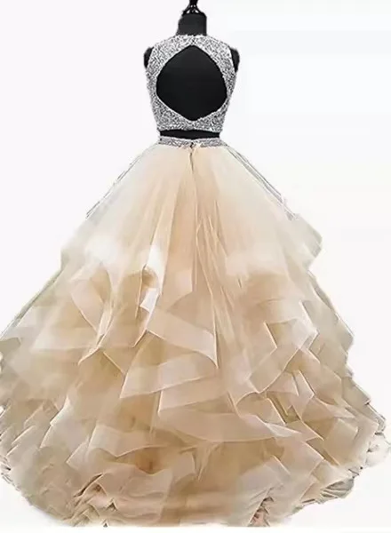 Wholesale customization Evening Gown Open Back Slim and Long Large Swing Fluffy Dress Wedding Dress Two Piece Set
