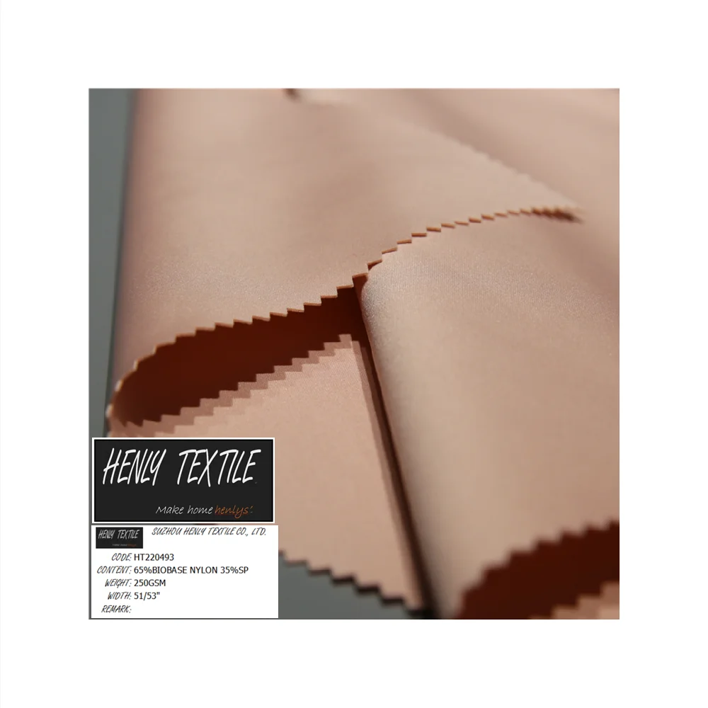 HT220493 65%BIO BASE NYLON 35%SPANDEX 248GSM KNITTED INTERLOCK FABRIC FOR COMPRESSION CLOTHING