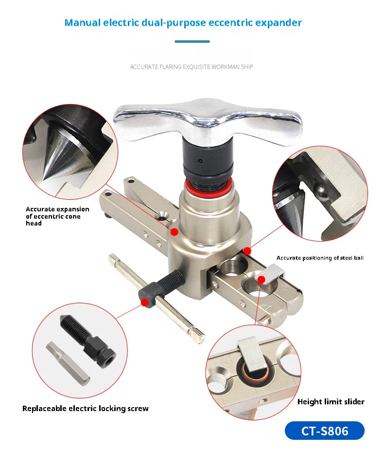 Manual and Electric Dual-Purpose Eccentric Pipe Expander 1/4-3/4 Inches With Cutting and Blow Case Customizable