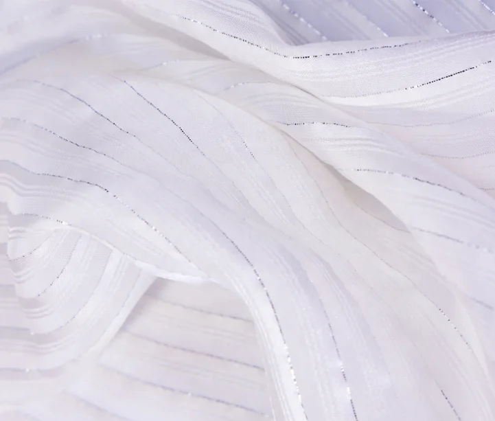 Ready Goods Gold Line Silver Line Good Quality Silk Metallic Lurex Crepe Chiffon Skin Care Natural Fabric for Women Clothes