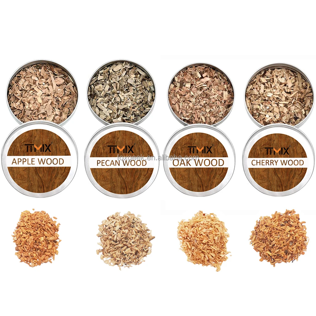 Cocktail Smoker Set with Lid, Better Smoking Effect, Natural Wood Material with Cleaning Brush Spoon 4 Flavor Wood Chips