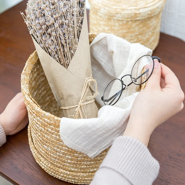 Natural Seagrass Woven  Decor  Rattan Corn Husk Moses  Fruit  Bowl Basket