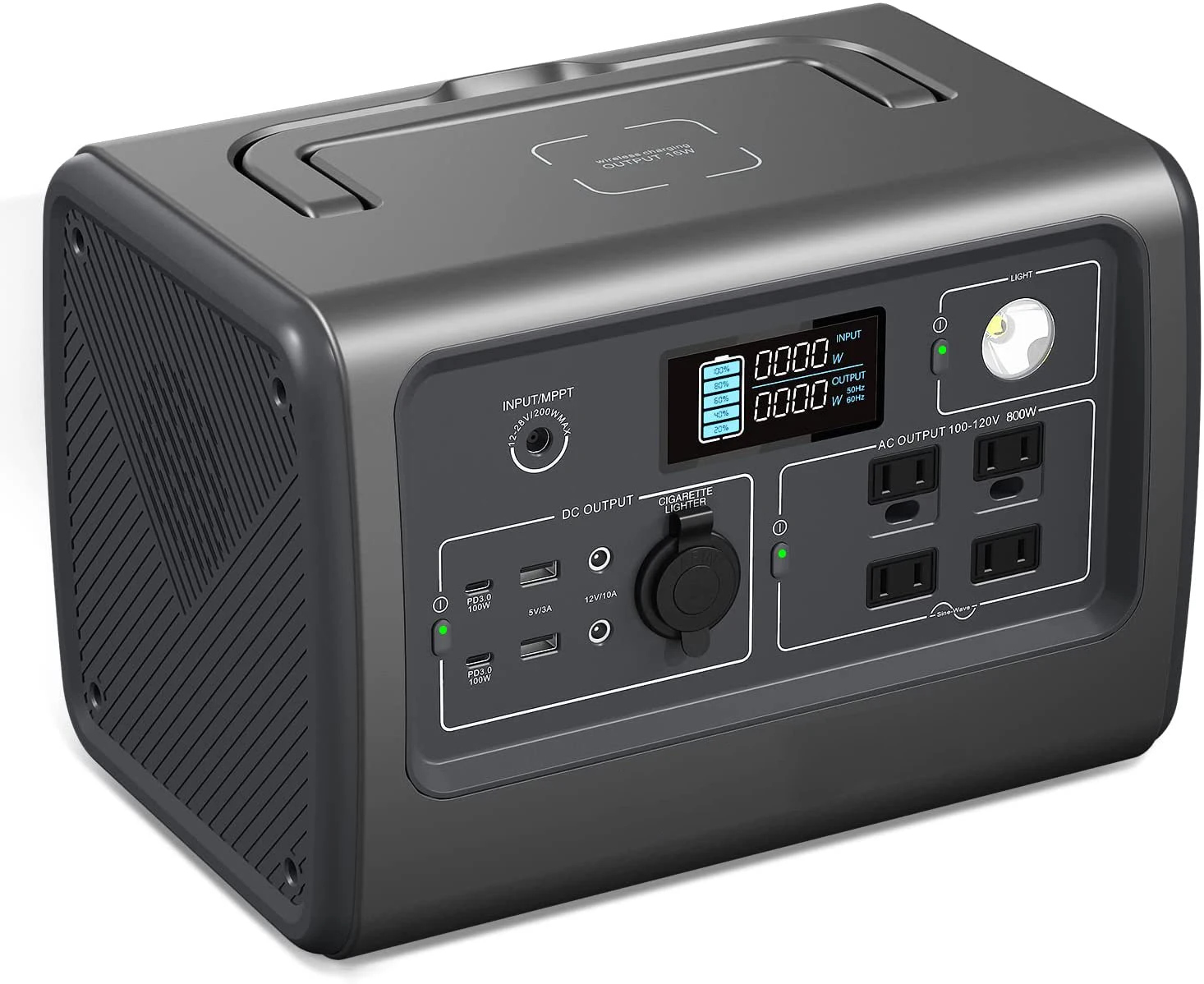 700W Portable Solar Generator Pure Sine Wave Charging Power Bank  Power Station For Outdoor Camping Power Outage Home Off-grid