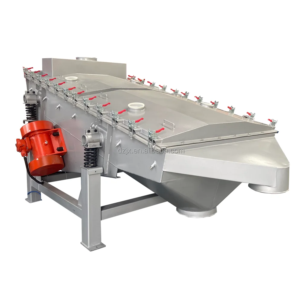 6mm double layers horizontal linear type vibration screen vibratory sieve machine for river sand mustard seeds quicklime powder