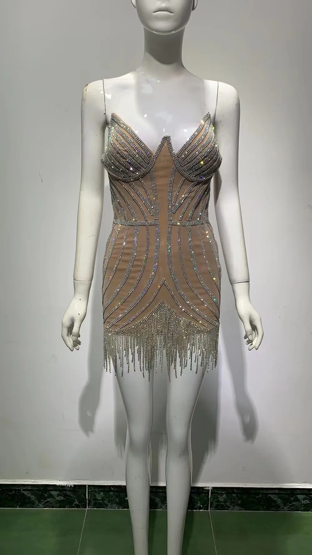 Женское платье со стразами и сапфирами Соблазнительный комплект из бюстгальтера трусиков с цепочкой