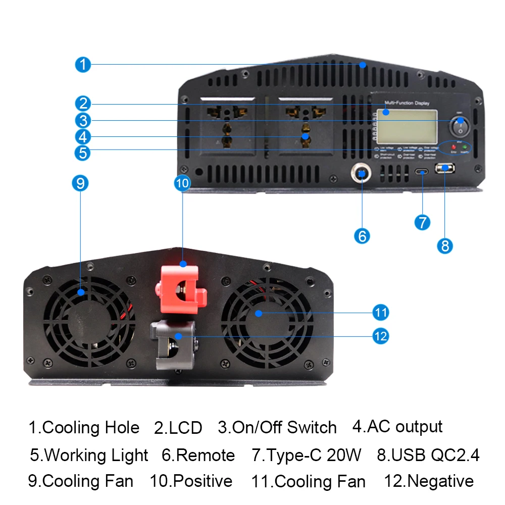Invertor Pure Sine Wave Power Inverter 12V 24V 48V To 110V 220V Multiple Voltage 3000W 4000W 5000W 6000W Off Grid Solar Inverter