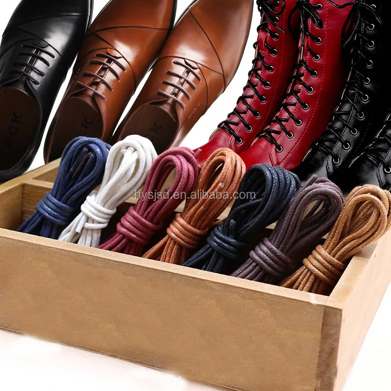 Hot Selling 2mm Waterproof Shoelaces Round Waxed Leather Shoe Laces For Long Boots