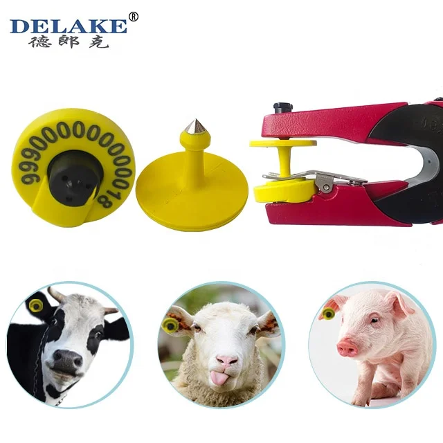 Delake High Quality Custom NFC Ear Tag Solar Power GPS Cattle Ear Tag Tracker For Sheep Cow Goat