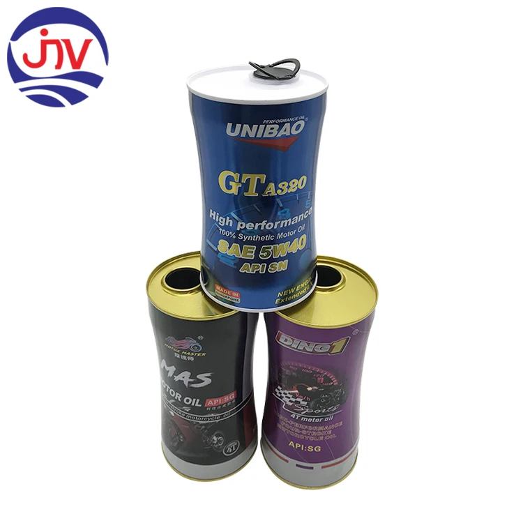 1L Slim Waist Shape Engine Oil Packaging Lubricant Oil Metal Tin Cans with Lids
