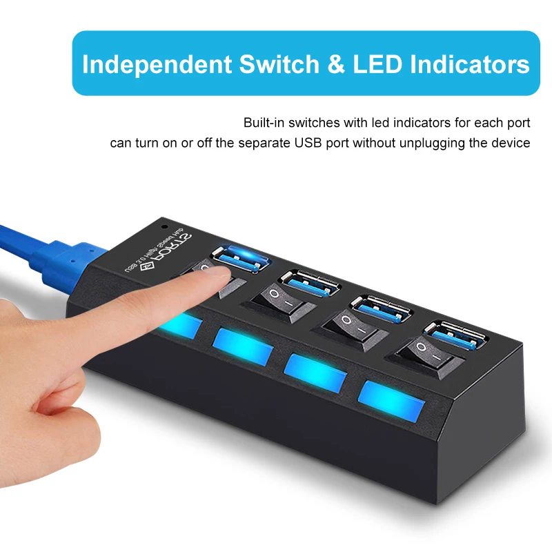
Adapter USB3.0 Hub 4/7 Port Expander Multiple USB 3 Hab Use Power 