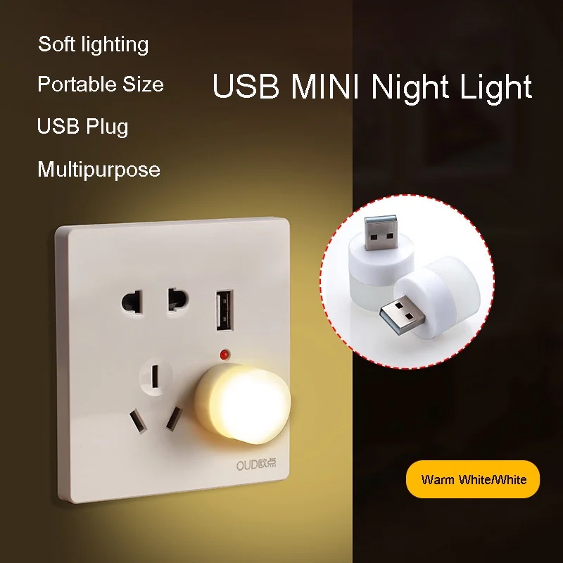 Compact Nightlight Cheap Energy-Saving Bulb Saves Power 1W Custom Logo Small Mini USB Night Light Portable USB LED Lamp
