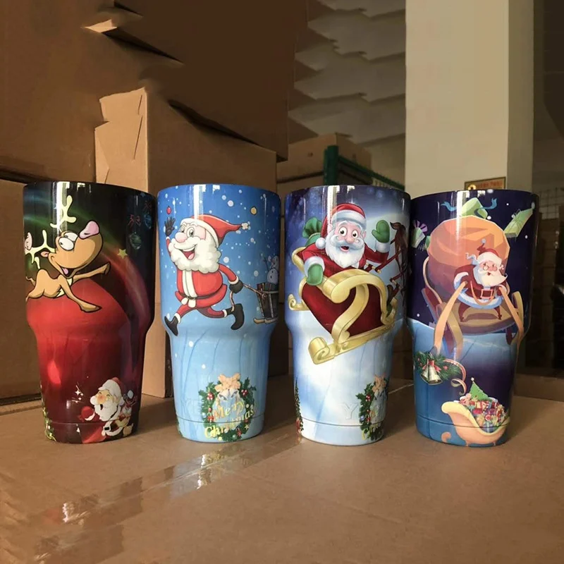 Christmas Gifts 30oz double wall stainless steel tumbler unicorn Christmas elk high capacity 900ml gift coffee mug