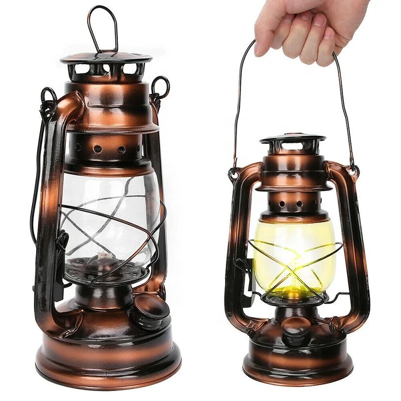 Vintage Kerosene Lantern Camping Lamp Oil Light for Outdoor Coating bronze