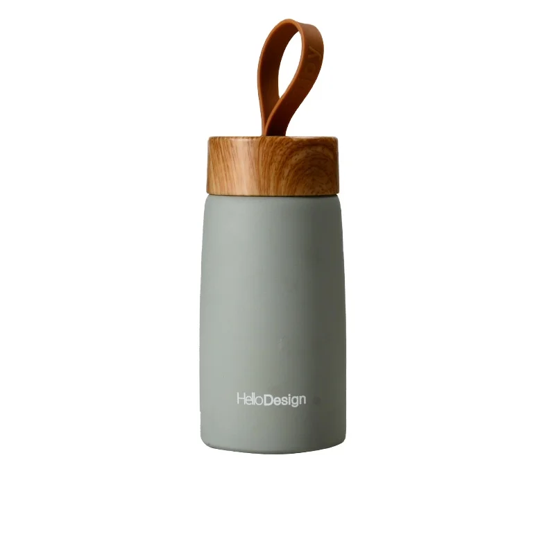 Creative wood grain 304 stainless steel thermos cup creative vacuum water cup lovely Mini belly cup custom logo