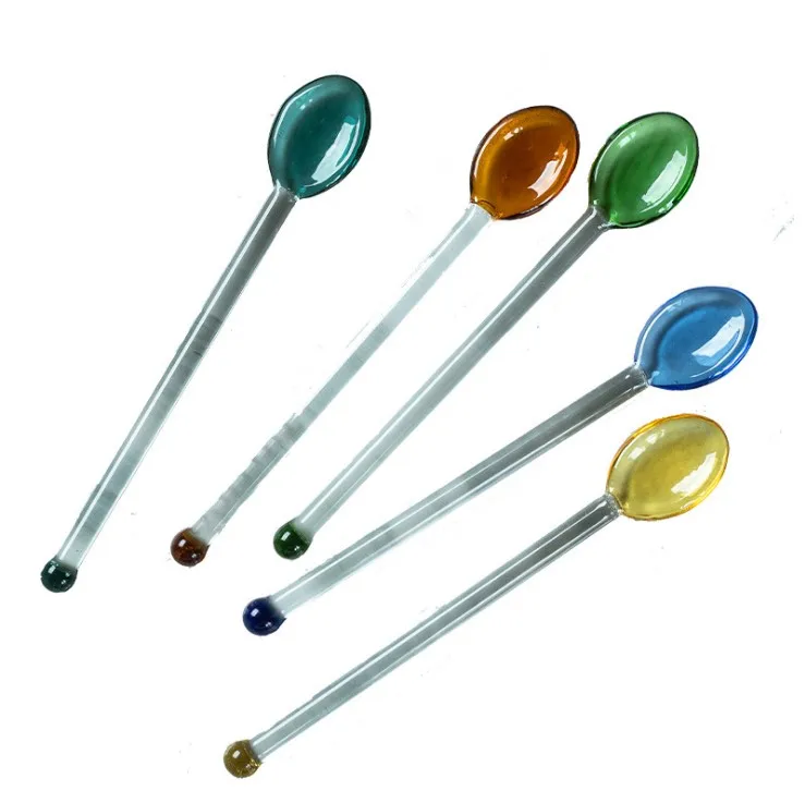 5 Pieces Espresso Mini Coffee Spoon 4.33 Inches Glass Small Spoons for Tea Stirring Rod Mixing Spoon