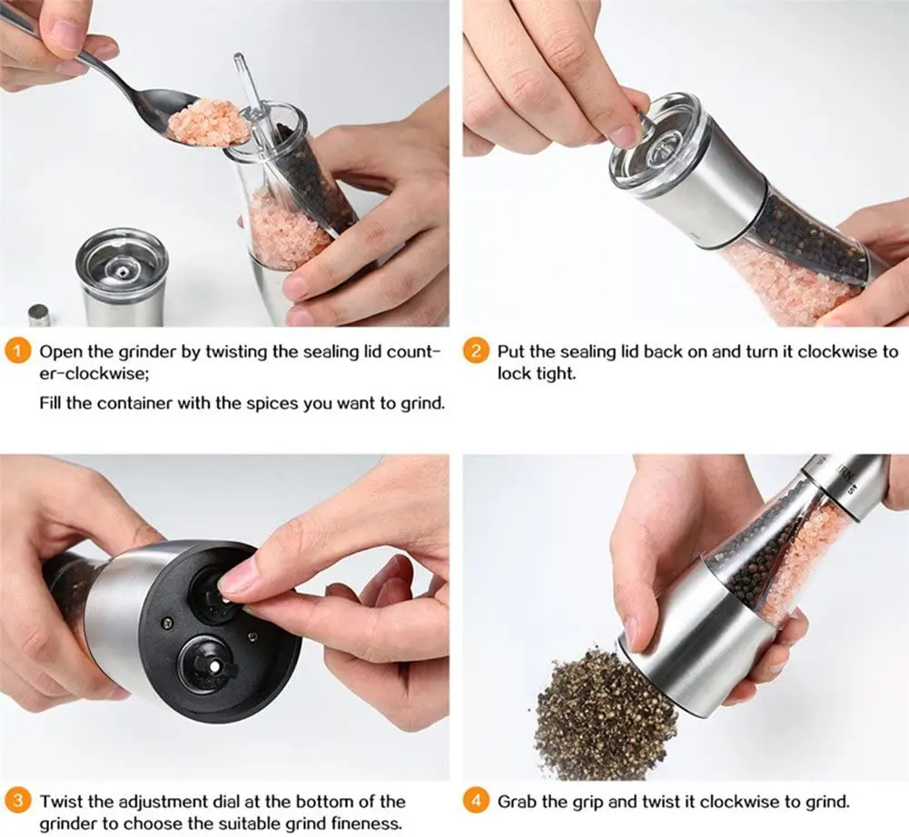 Amazon круглая машина перезаряжаемая ручная 2 в 1 Набор для измельчения соли и черного перца