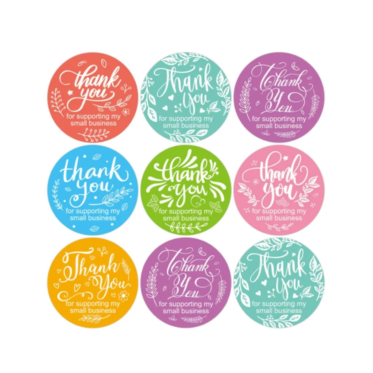 Manufacturer Vinyl Custom Printing Round Thank You Stickers for Small Business Sticker Label Logo Stickers