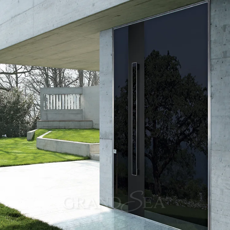 
Italian Front Door Design Villa Pivot Entrance Security Luxury Front Pivot Door Modern Entry Black Aluminum Pivot Door 